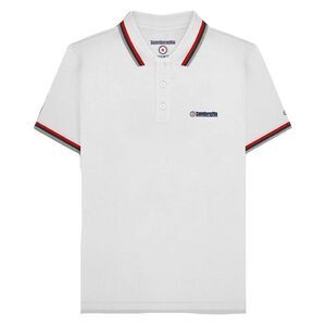 Lambretta Mens SS25 Triple Tipped Polo Shirt / White/Red